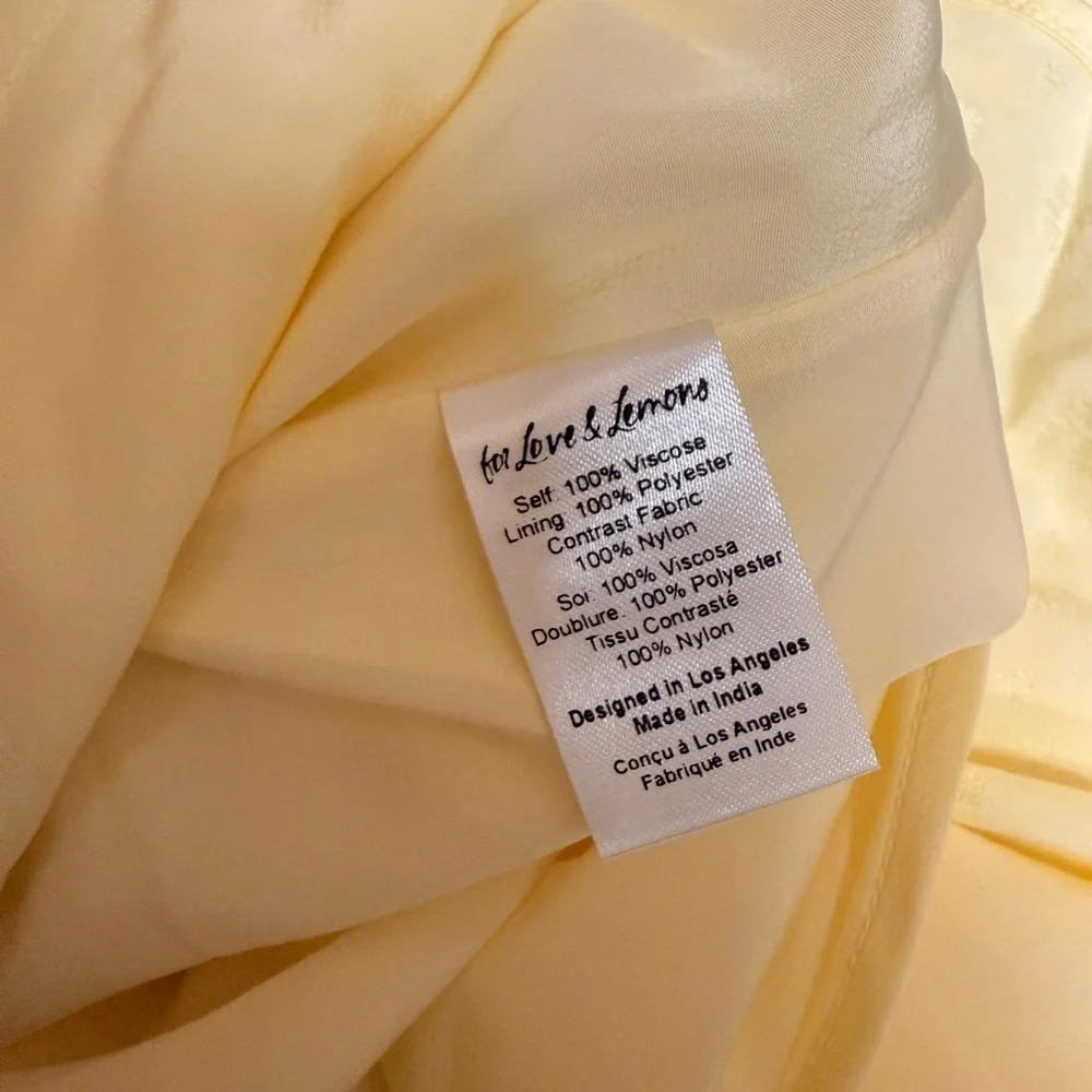 For Love and Lemons Yellow Satin Dress Sz XXS - Picture 4 of 4